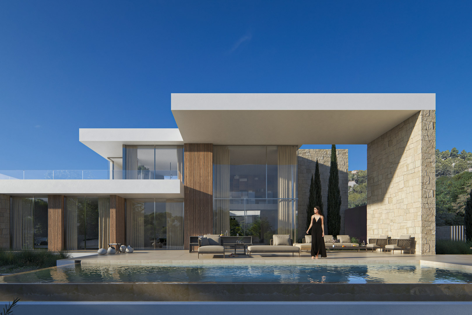8300MOR-4 8300MOR Moderne villa in aanbouw met panoramisch zeezicht te koop in Moraira.
